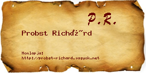 Probst Richárd névjegykártya