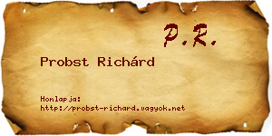 Probst Richárd névjegykártya
